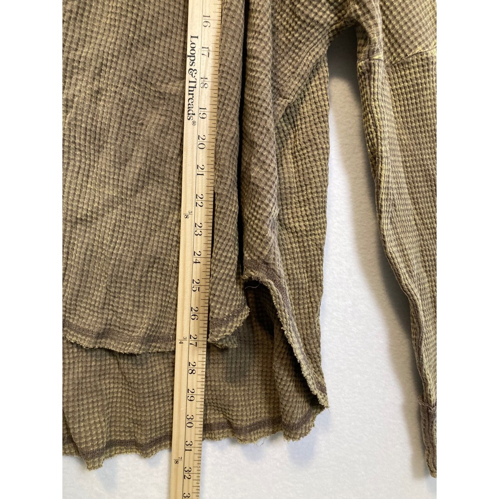 Zenana Womens Plus Size 1X/2X Waffle Knit Thermal Top Olive Green Oversized - Picture 7 of 8